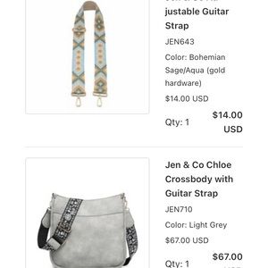Jen and Co Chloe bag with two guitar straps. Brand new in box!!